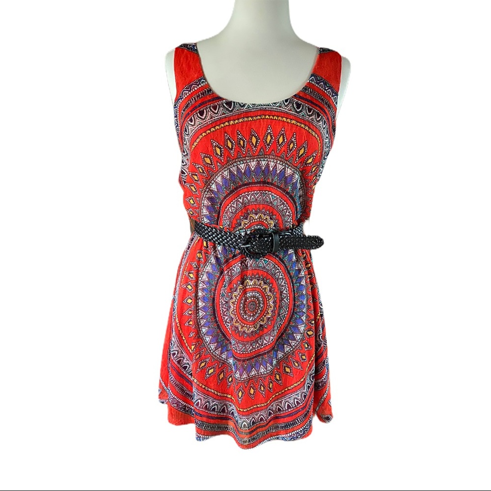 AMERICAN RAG Boho Hippy Mandarin Print Dress